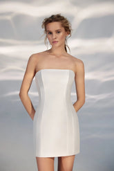 Short Wedding Dress with Organza Train Satin Skirt PrincessDress Court Vestido De Novia Train Mermaid Simple Bow Bridal Gown
